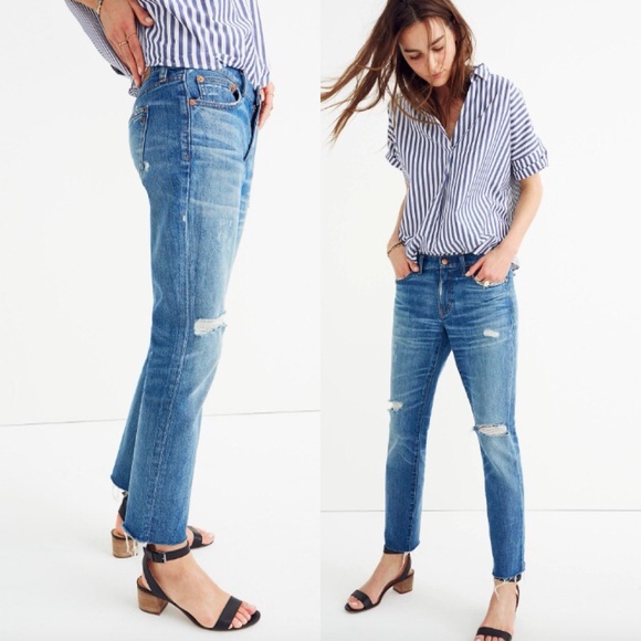 madewell slim boyjean raw hem